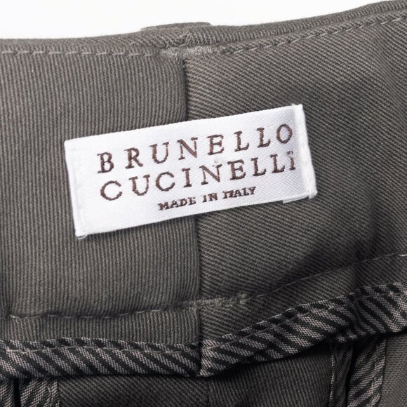Brunello Cucinelli Grey Cotton-Twill Skinny Pants - Picture 9 of 11
